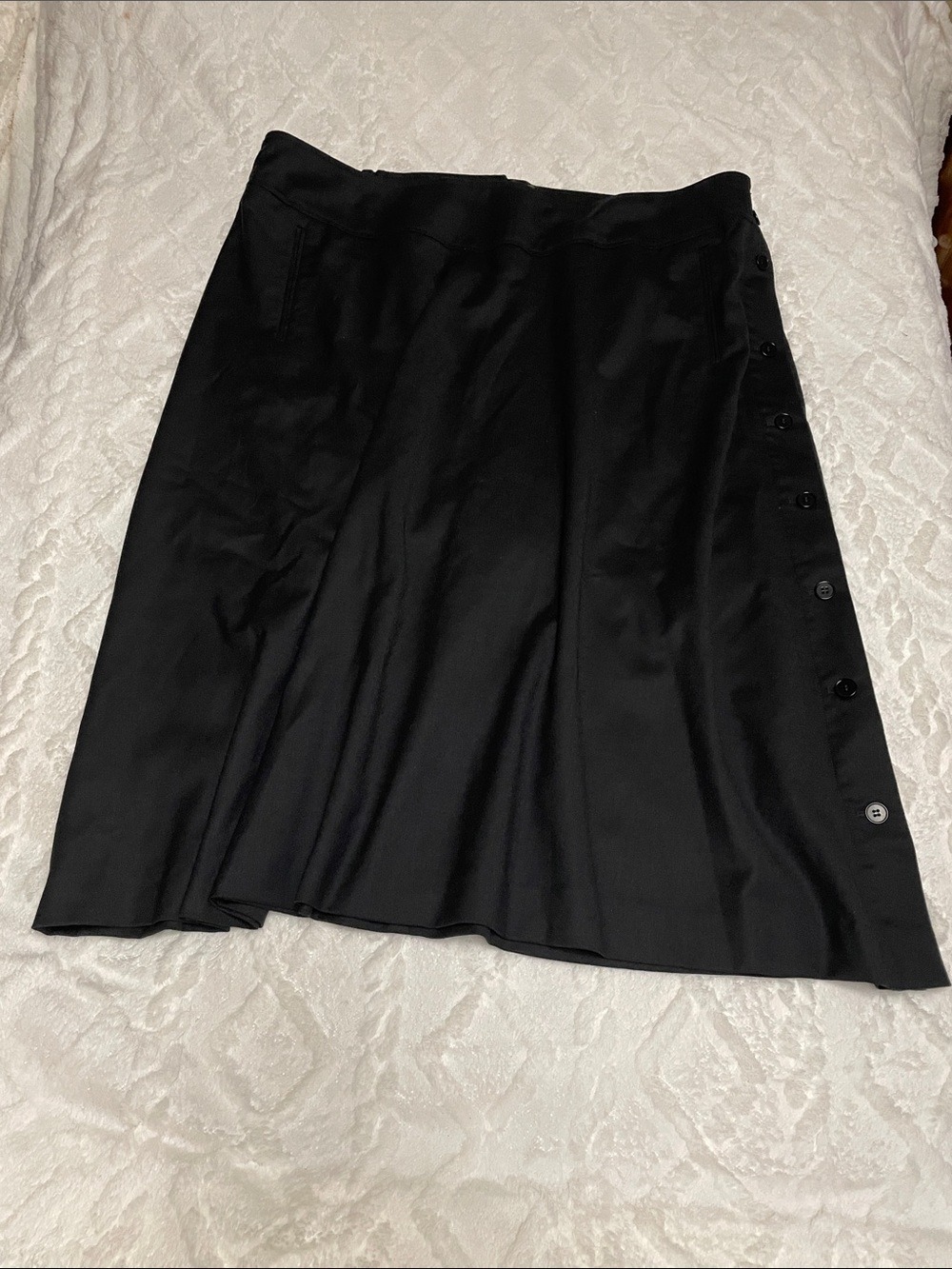 Talbots Woman Luxury Wool Black Italian A-Line Skirt Plus Sz 24W